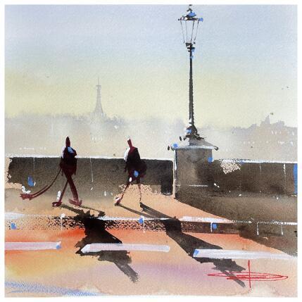 Gemälde Light and shadows, minimalism from Paris von Bailly Kévin  | Gemälde Figurativ Aquarell, Tinte Architektur, Urban