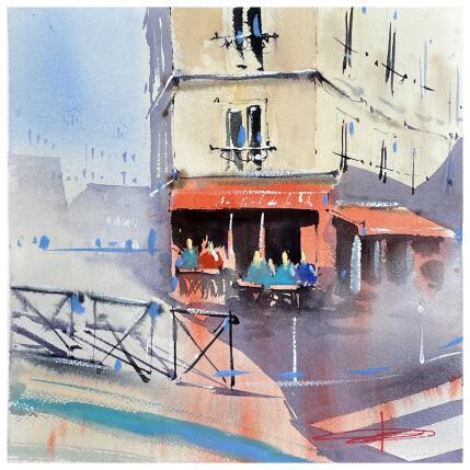 Gemälde Montmartre and coffee, oh yeah !  von Bailly Kévin  | Gemälde Figurativ Aquarell, Tinte Architektur, Urban