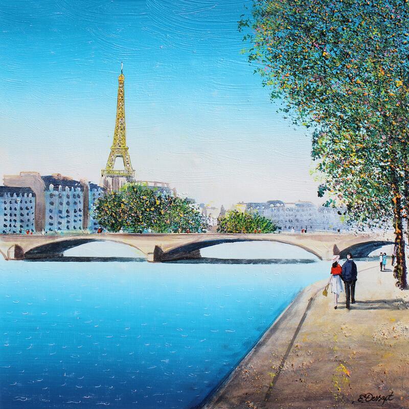Painting Notre balade en bord de seine by Dessapt Elika | Painting Impressionism Acrylic, Sand
