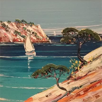 Painting Calanque bleue by Corbière Liisa | Painting Figurative Oil Landscapes