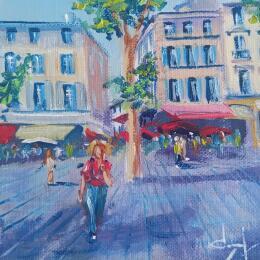 Painting Cours Mirabeau à Aix en Provence  by Degabriel Véronique | Painting Impressionism Oil Landscapes, Life style, Urban