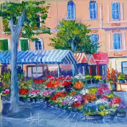 Painting Marché aux fleurs à Aix en Provence  by Degabriel Véronique | Painting Impressionism Oil Landscapes, Life style, Pop icons, Urban