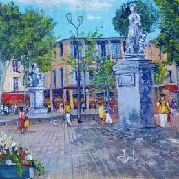 Painting Jour d'été sur le cours Mirabeau à Aix en Provence  by Degabriel Véronique | Painting Impressionism Oil Landscapes, Life style, Urban