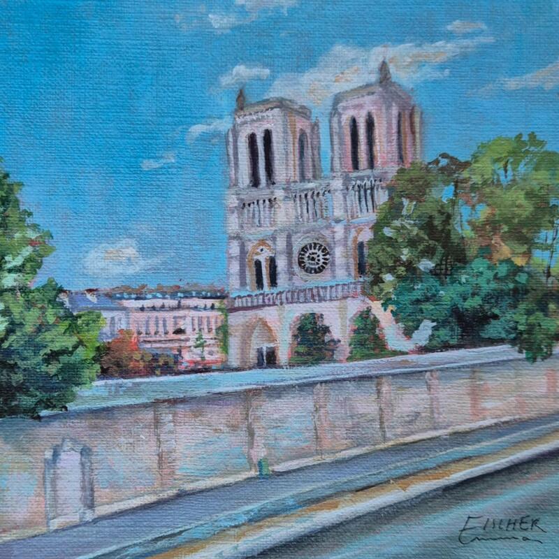 Painting La Gardienne de l'île by Emma Fischer | Painting Surrealism Acrylic Urban