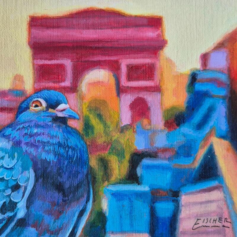 Painting Le contemplateur de l'Arc by Emma Fischer | Painting Realism Acrylic Animals, Urban
