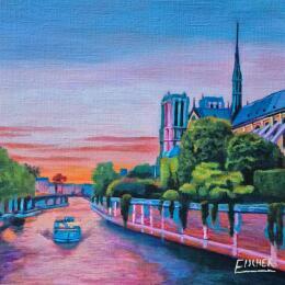 Painting L'onde Parisienne by Emma Fischer | Painting Realism Acrylic Pop icons, Urban