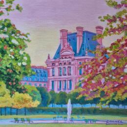 Gemälde Pause au Jardin von Emma Fischer | Gemälde Realismus Acryl Pop-Ikonen, Urban