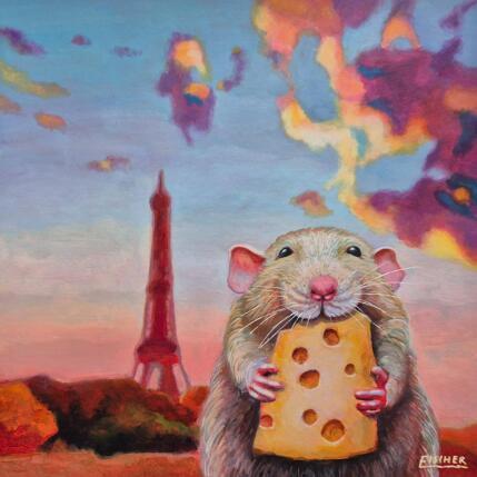 Painting Glouton à Paname by Emma Fischer | Painting  Acrylic Animals, Portrait, Urban