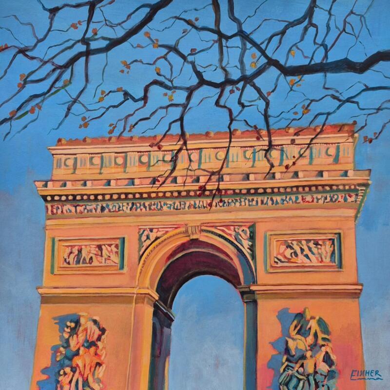 Painting La porte triomphale by Emma Fischer | Painting Realism Acrylic Architecture, Urban