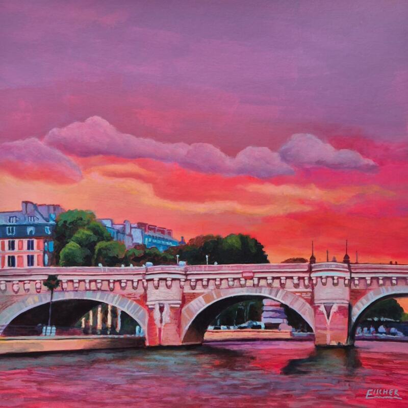 Painting Pierre et reflets by Emma Fischer | Painting Realism Acrylic Architecture, Landscapes, Urban