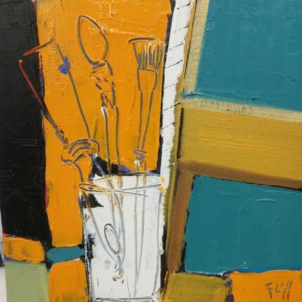Painting FOND D'ATELIER by L'huillier Françis | Painting Abstract Oil Pop icons, Still-life