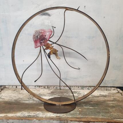 Sculpture Meduse L extra rosa by Eres Nicolas | Sculpture Figurative Metal Animals