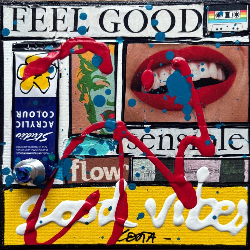 Painting Good vibes by Costa Sophie | Painting Pop-art Acrylic, Gluing, Upcycling