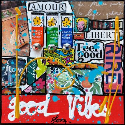 Painting Good vibes by Costa Sophie | Painting Pop-art Acrylic, Gluing, Upcycling