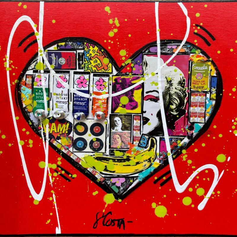 Painting POP HE(ART) by Costa Sophie | Painting Pop-art Acrylic, Gluing, Upcycling Pop icons