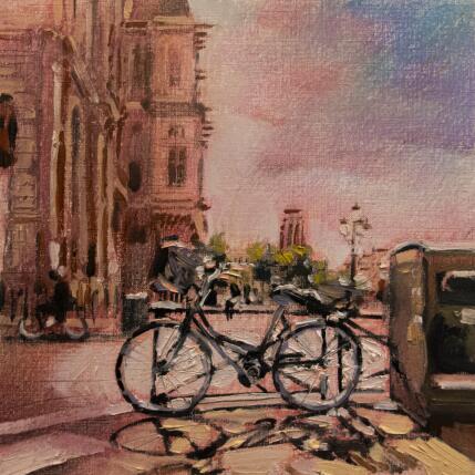 Painting La vida en bici by Fran Sosa | Painting Figurative Oil Landscapes, Life style, Urban