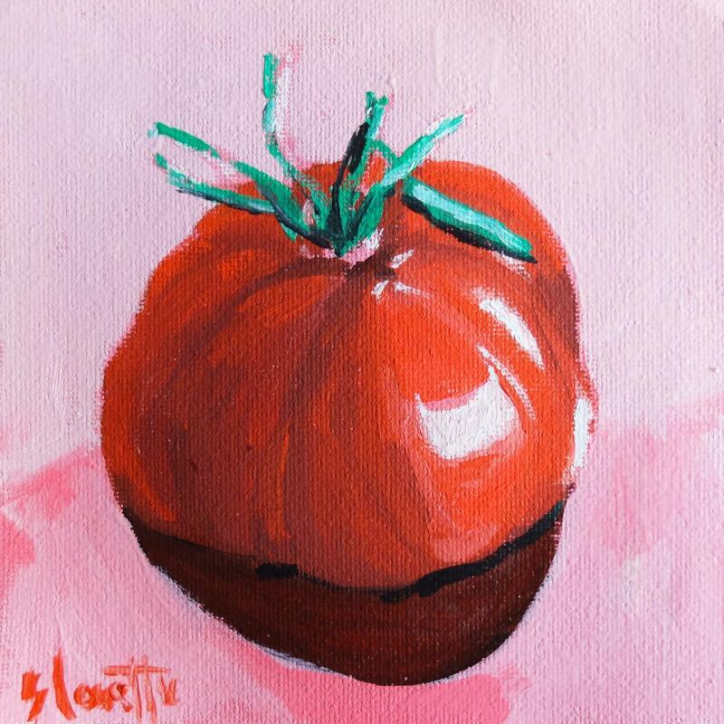Painting Shiny tomato oil 13 x 13 cm 2025 by Coueffic Sébastien | Painting Figurative Oil