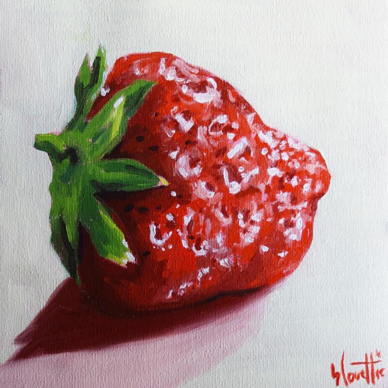 Painting Strawberry oil 19 x 19 cm 2025 by Coueffic Sébastien | Painting Figurative Oil Pop icons