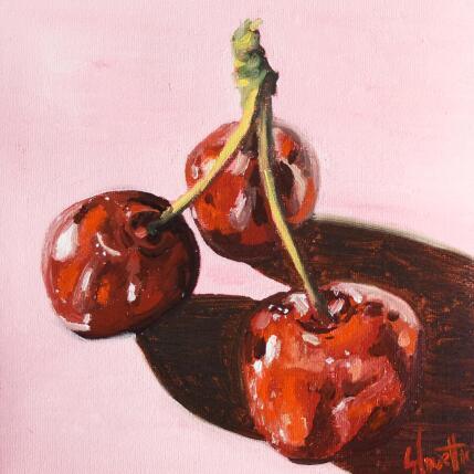 Peinture Three cherries par Coueffic Sébastien | Tableau Figuratif Huile