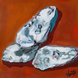 Painting Three oysters oil 25 x 25 cm 2023 by Coueffic Sébastien | Painting Figurative Oil