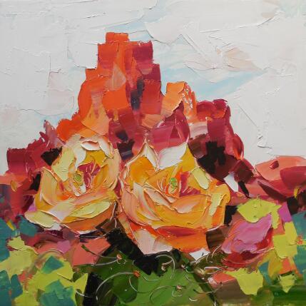 Painting Spring Cactus Flowers by Lunetskaya Elena | Painting Figurative Oil Landscapes, Minimalist, Nature