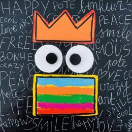 Gemälde MON POTO von Mam | Gemälde Street art Acryl Minimalistisch, Pop-Ikonen, Schwarz & Weiß