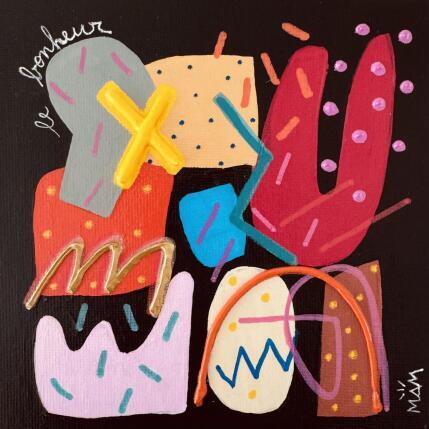 Painting BONHEUR by Mam | Painting Abstract Acrylic Minimalist, Pop icons