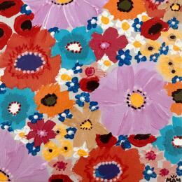Painting PINK MARGUERITES  by Mam | Painting Pop-art Acrylic Nature, Pop icons, Still-life