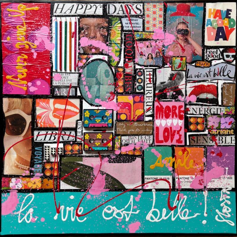 Painting La vie est belle ! by Costa Sophie | Painting Pop-art Acrylic, Gluing, Upcycling