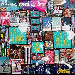 Painting Vive la vie! by Costa Sophie | Painting Pop-art Acrylic, Gluing, Upcycling