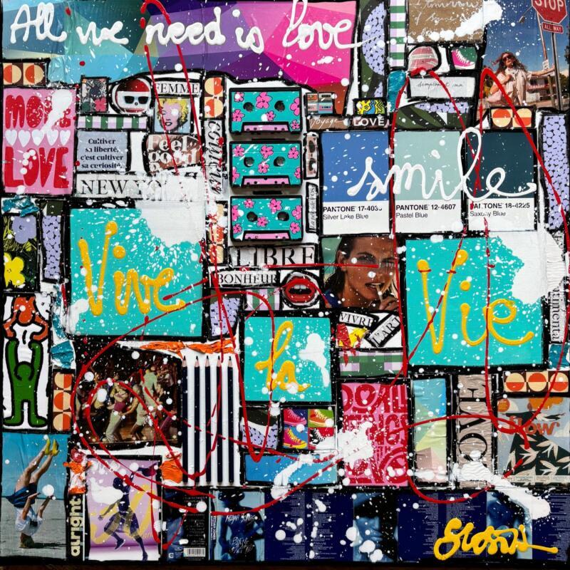 Painting Vive la vie! by Costa Sophie | Painting Pop-art Acrylic, Gluing, Upcycling