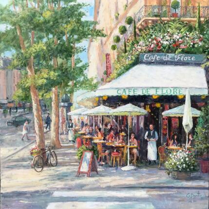 Painting Café de FLORE  by Dontu Grigore | Painting Figurative Oil Urban