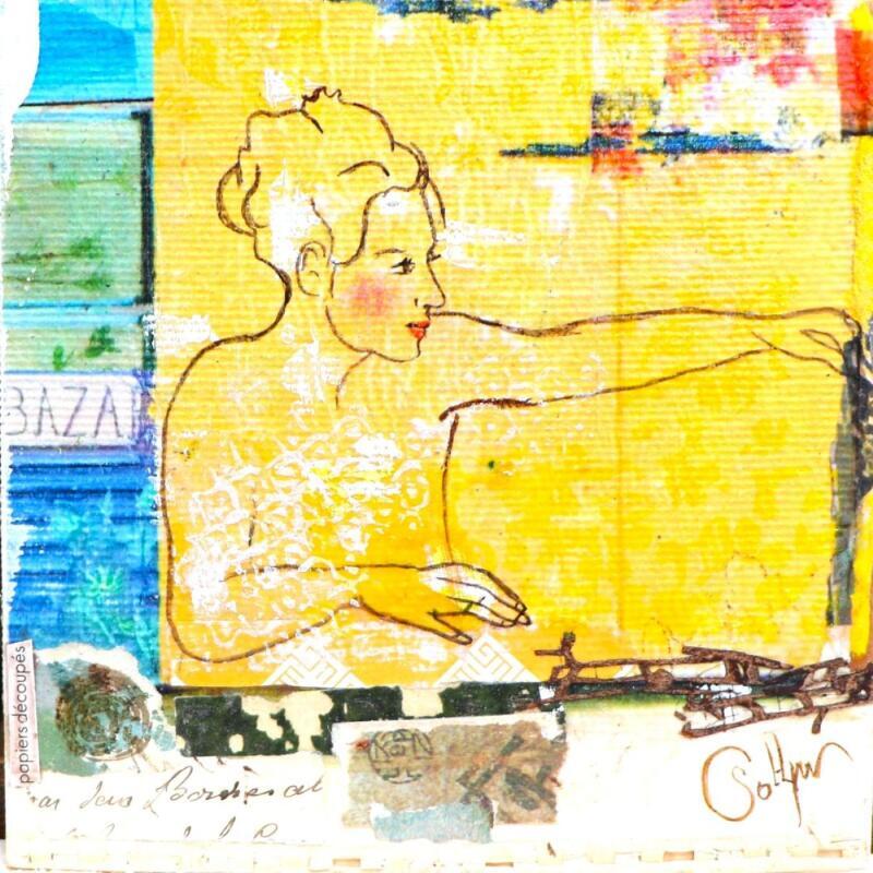 Painting MULBERRY by Sablyne | Painting Raw art Acrylic, Cardboard, Gluing, Gold leaf, Ink, Paper, Pastel, Pigments, Upcycling, Wood Life style