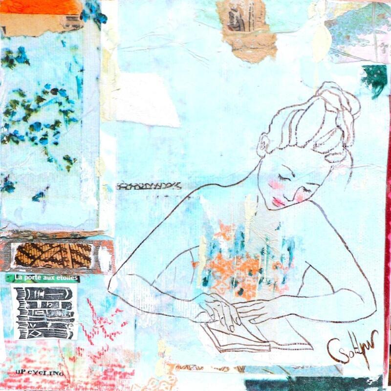 Painting MILLE VIE by Sablyne | Painting Raw art Acrylic, Cardboard, Gluing, Gold leaf, Ink, Paper, Pastel, Upcycling, Wood Life style, Pop icons