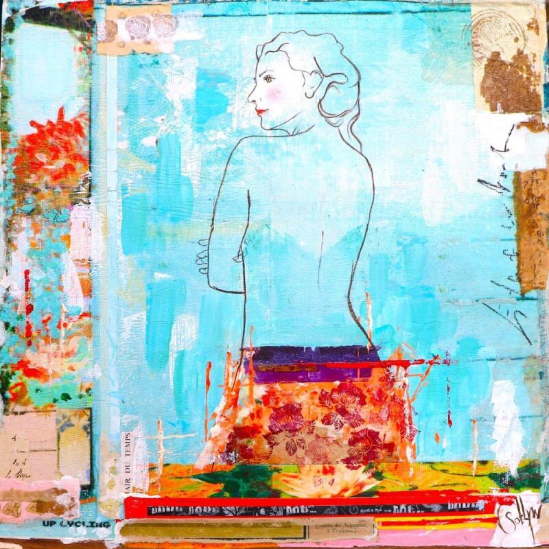 Painting ETANG & TANT by Sablyne | Painting Raw art Acrylic, Cardboard, Gluing, Gold leaf, Ink, Paper, Pastel, Pigments, Upcycling, Wood Landscapes, Life style, Nature