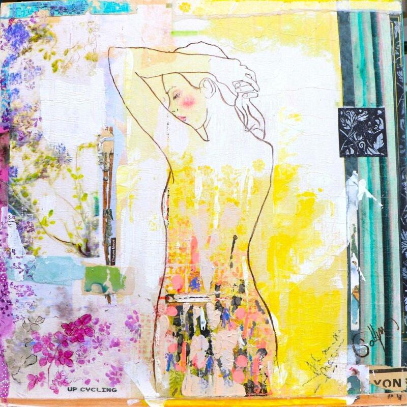 Painting WINDFLOWER by Sablyne | Painting Raw art Acrylic, Cardboard, Gluing, Gold leaf, Ink, Paper, Pastel, Pigments, Upcycling, Wood Life style, Nature
