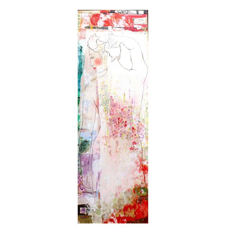 Painting JARDIN D'HIVER by Sablyne | Painting Raw art Acrylic, Cardboard, Gluing, Gold leaf, Ink, Paper, Pastel, Pigments, Upcycling, Wood Life style, Nature