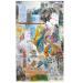 Painting YUKATA by Sablyne | Painting Raw art Life style Wood Cardboard Acrylic Gluing Ink Pastel Gold leaf Upcycling Paper Pigments