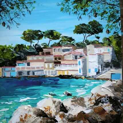 Painting Envie de soleil by Rey Ewa | Painting Figurative Acrylic Landscapes, Pop icons