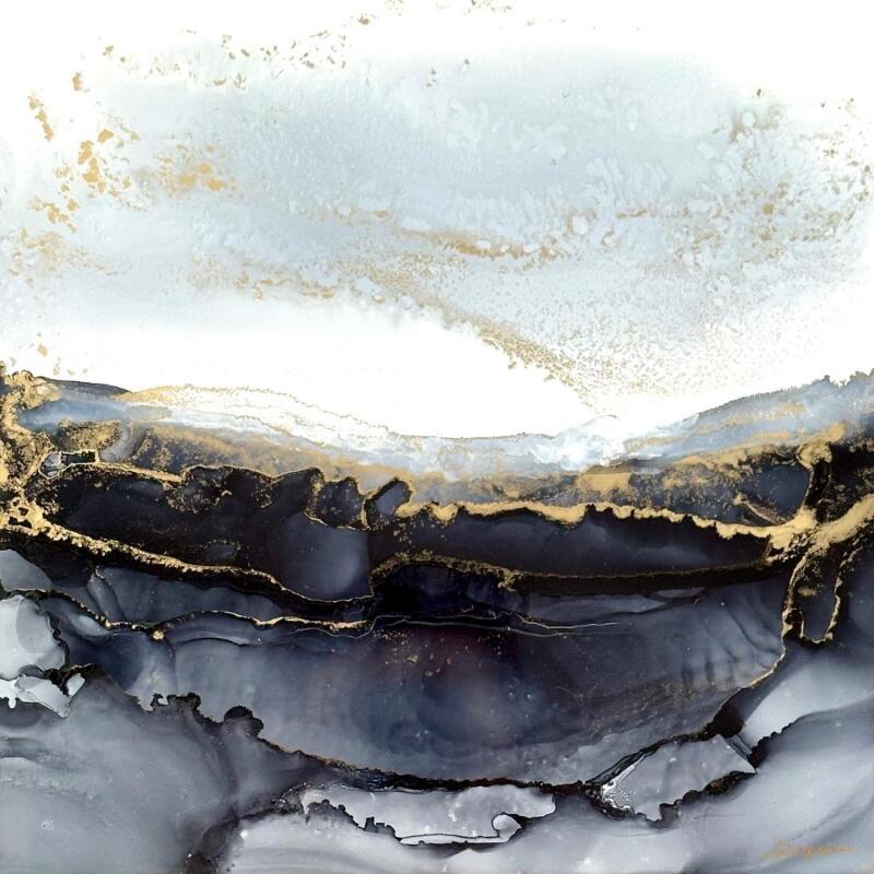 Painting 2337- Poésie minérale by Depaire Silvia | Painting Abstract Acrylic Black & White, Landscapes, Marine