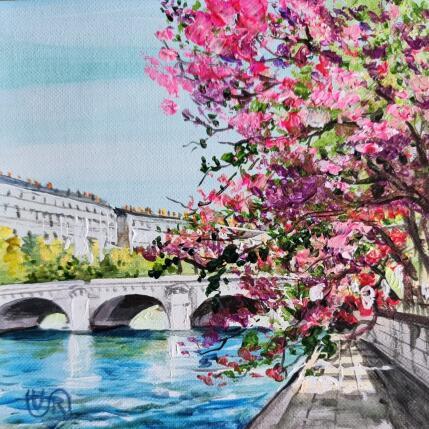 Painting  Spring and river by Rasa | Painting Figurative Acrylic Urban