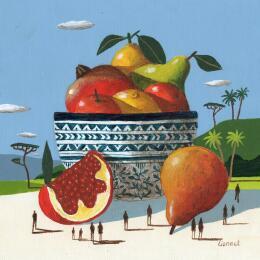 Painting Coupe de fruits by Lionnet Pascal | Painting Surrealism Acrylic Landscapes, Life style, Pop icons, Still-life