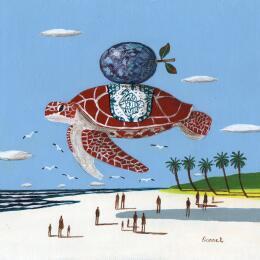 Painting Tortue de mer by Lionnet Pascal | Painting Surrealism Acrylic Animals, Life style, Marine, Pop icons