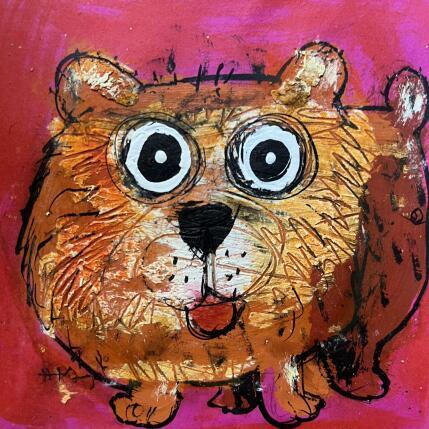 Painting Orange by Maury Hervé | Painting Raw art Acrylic, Ink, Pigments, Sand Animals