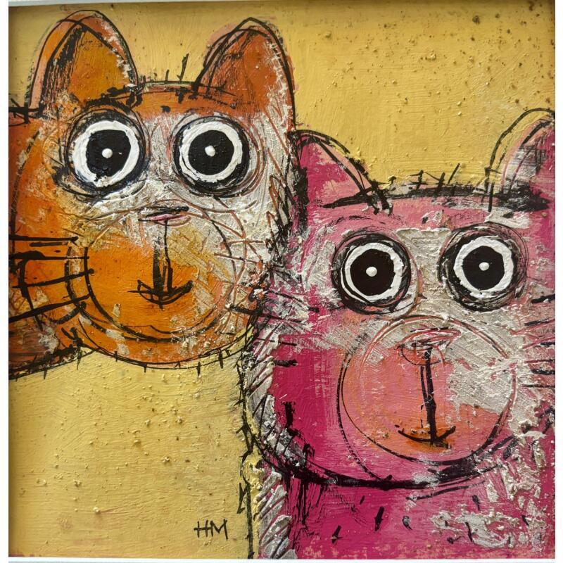 Painting Selfie for two by Maury Hervé | Painting Raw art Acrylic, Ink, Pigments, Sand Animals, Pop icons