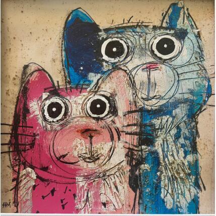 Painting Nice couple by Maury Hervé | Painting Raw art Acrylic, Ink, Pigments, Sand Animals, Pop icons