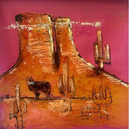 Painting Smiling coyote by Maury Hervé | Painting Raw art Acrylic, Ink, Pigments, Sand Animals
