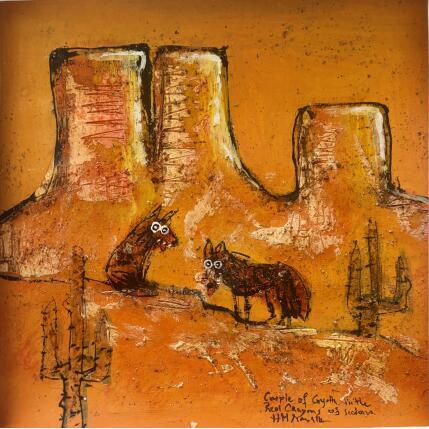 Painting Laughing after a good joke by Maury Hervé | Painting Raw art Acrylic, Ink, Pigments, Sand Animals