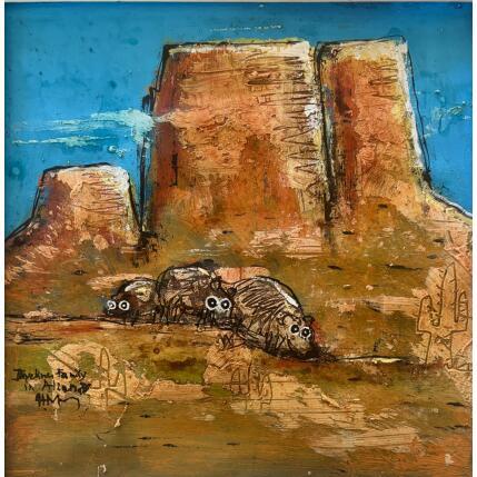 Painting Family of Javelinas by Maury Hervé | Painting Raw art Ink, Pigments, Sand Animals