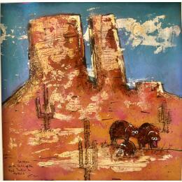 Painting Javelina family in  AZ by Maury Hervé | Painting Raw art Acrylic, Ink, Pigments, Sand Animals